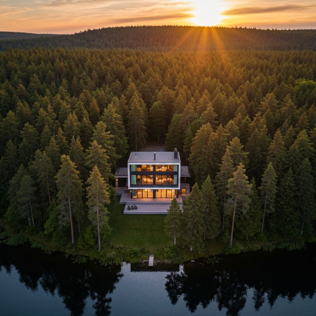 Aerial drone photograph of a luxury property