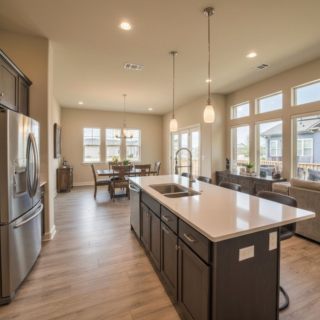 Professional walkthrough photograph of a modern kitchen